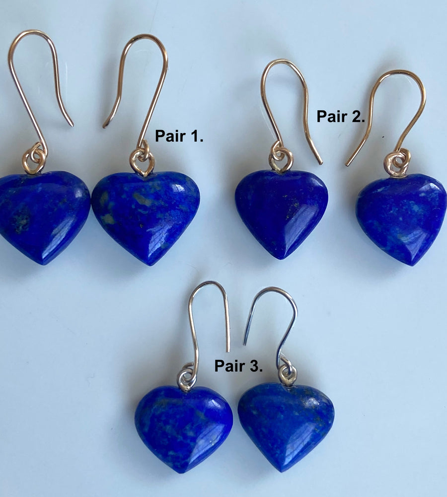 Lapis Lazuli Heart Earrings, September Birthstone