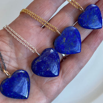Lapis Lazuli Heart Pendant Necklace, September Birthstone