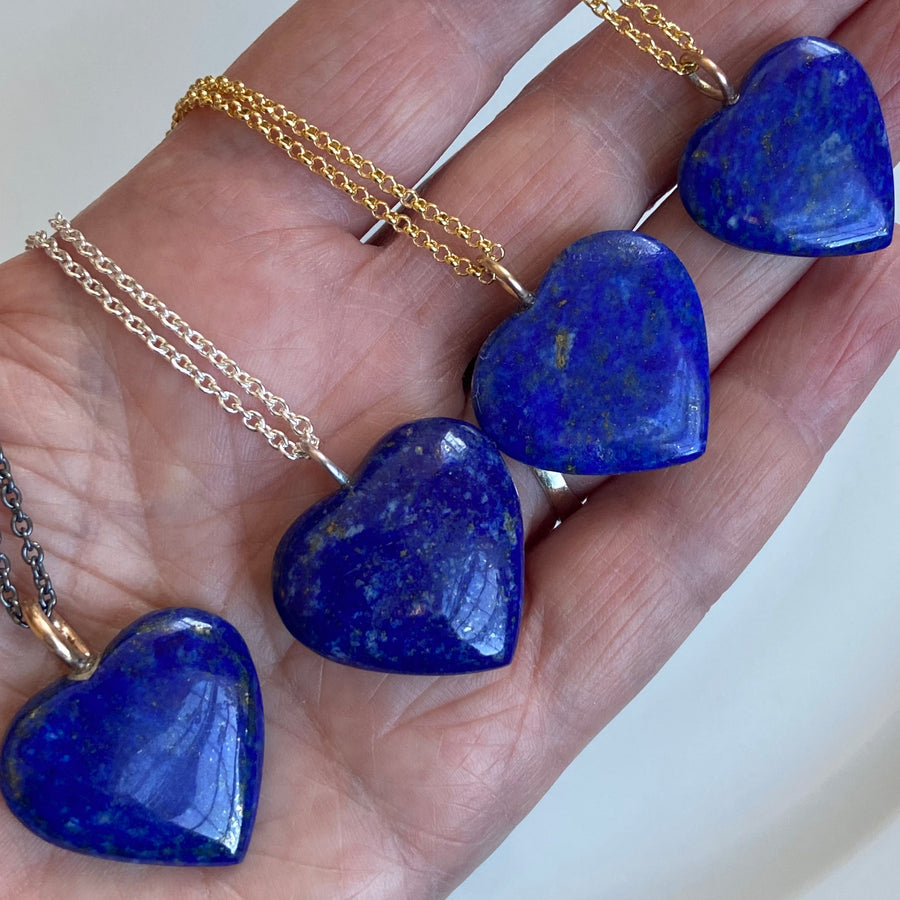 Lapis Lazuli Heart Pendant Necklace, September Birthstone