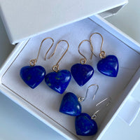 Lapis Lazuli Heart Earrings, September Birthstone