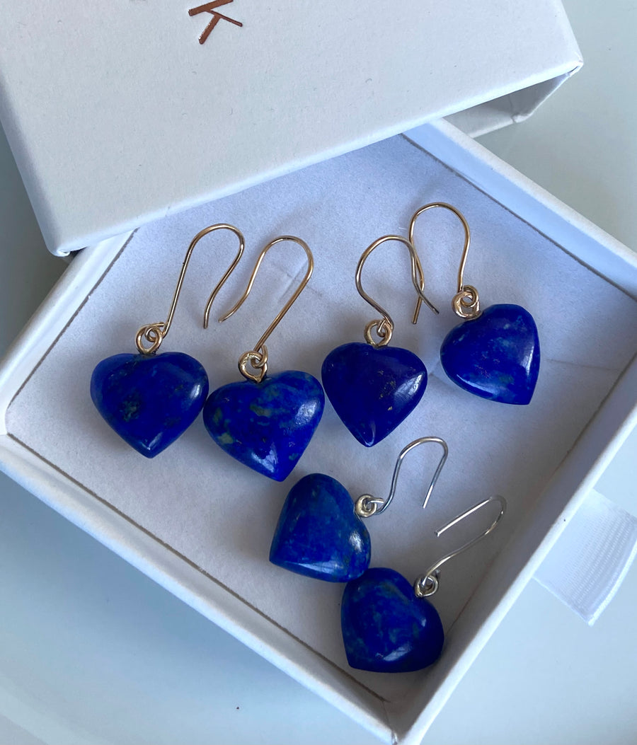 Lapis Lazuli Heart Earrings, September Birthstone