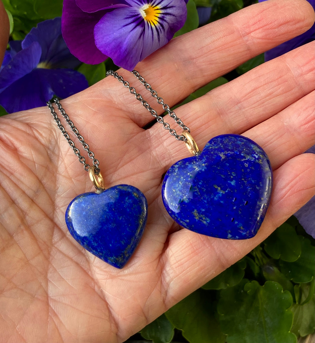 Natural Lapis Lazuli Heart Pendant Necklace, December Birthstone Necklace