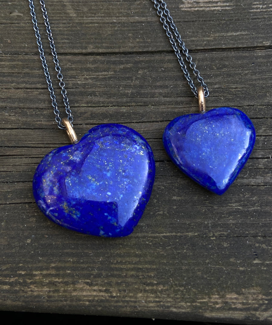 Natural Lapis Lazuli Heart Pendant Necklace, December Birthstone Necklace