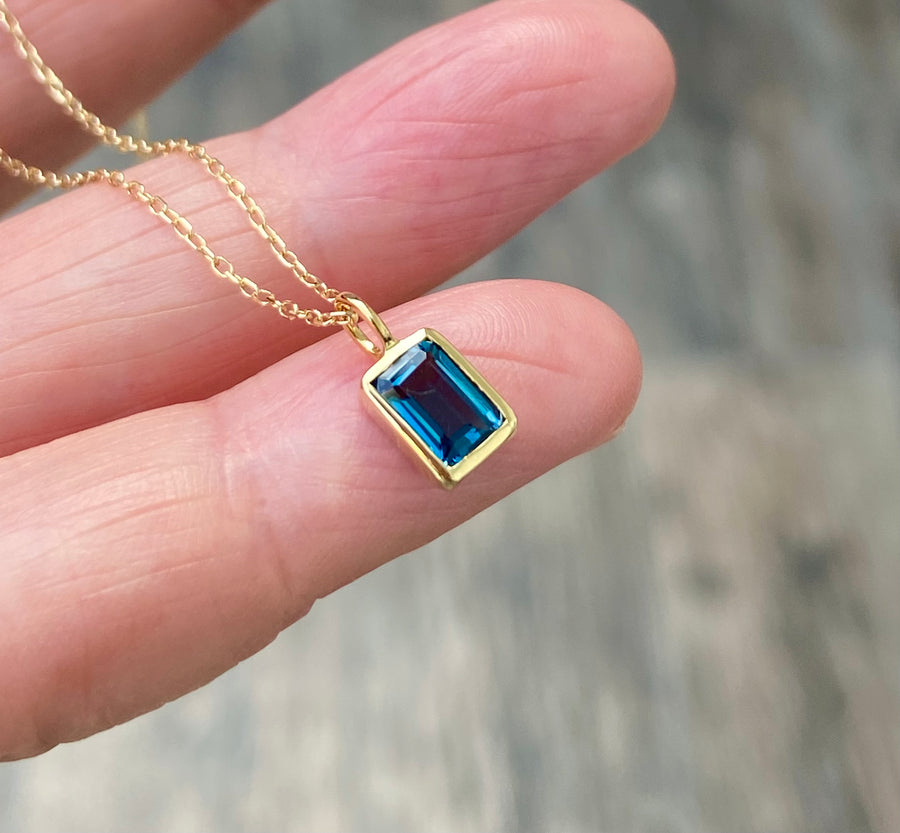 London Blue Topaz Pendant Necklace, November Birthstone Necklace