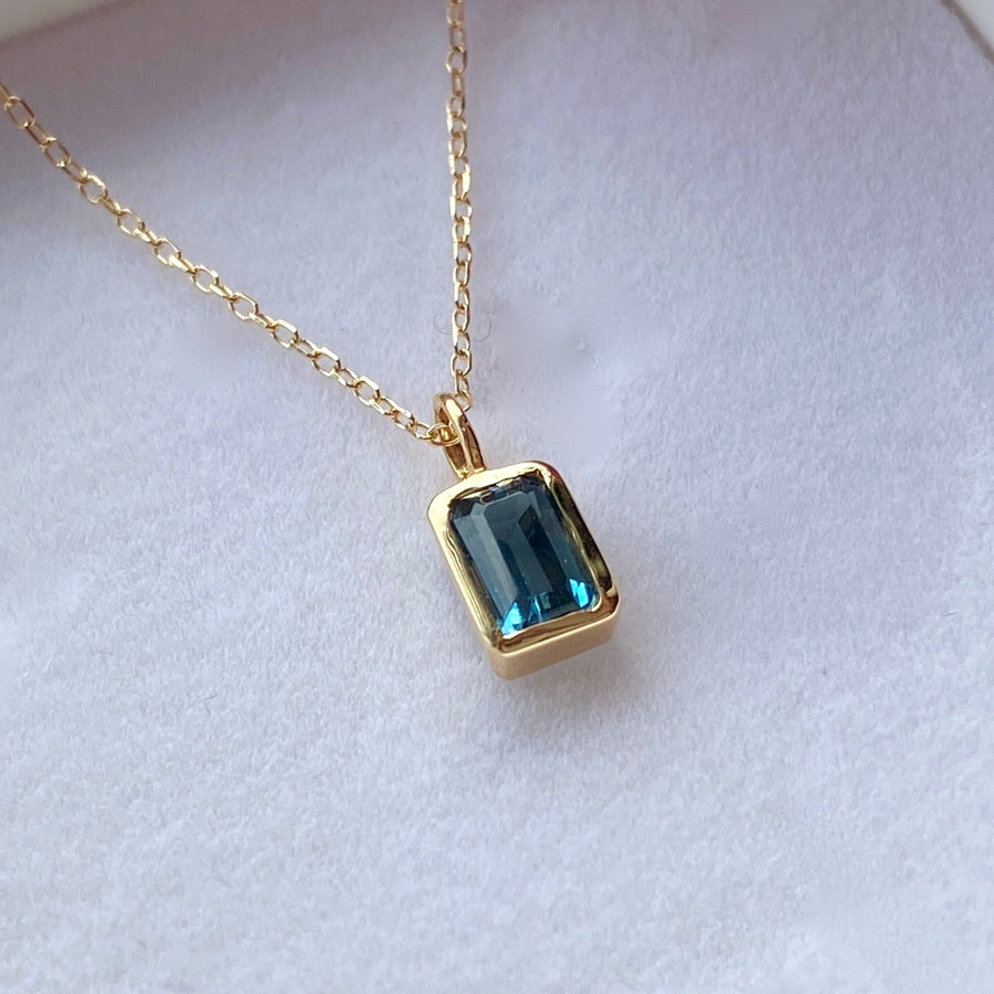 London Blue Topaz Pendant Necklace, November Birthstone Necklace