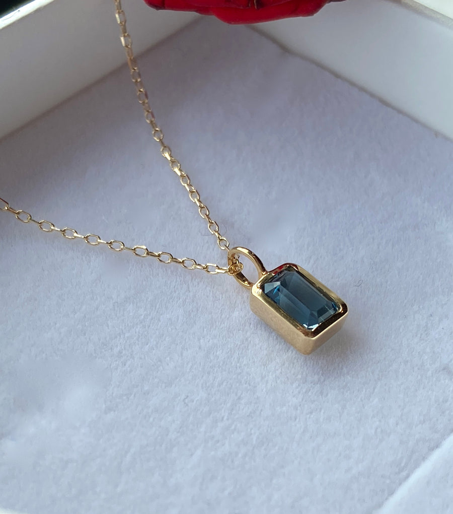 London Blue Topaz Pendant Necklace, November Birthstone Necklace