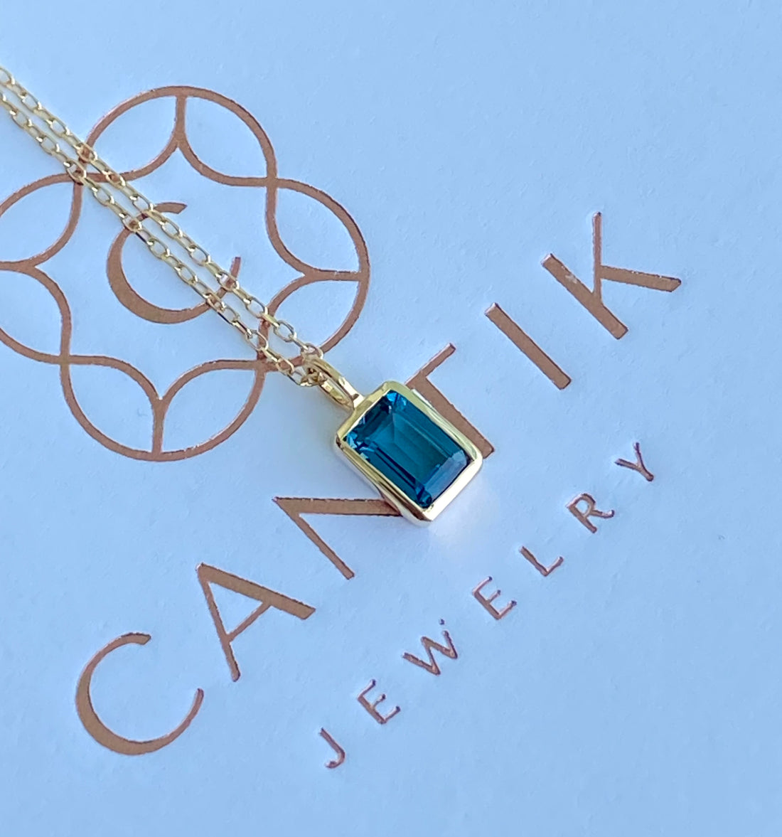 London Blue Topaz Pendant Necklace, November Birthstone Necklace