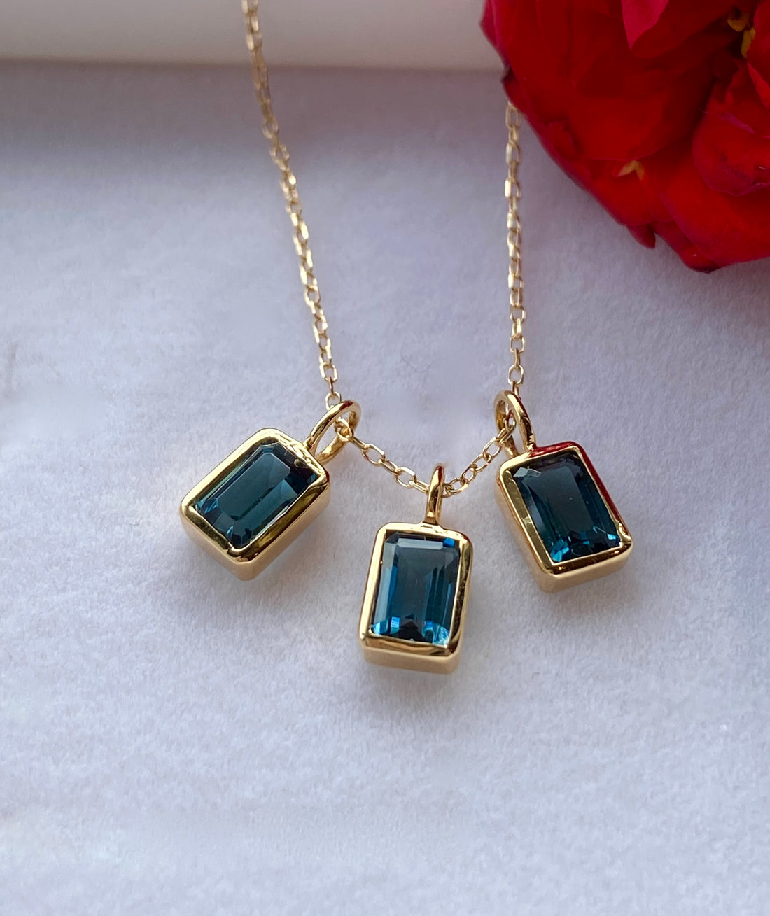 London Blue Topaz Pendant Necklace, November Birthstone Necklace