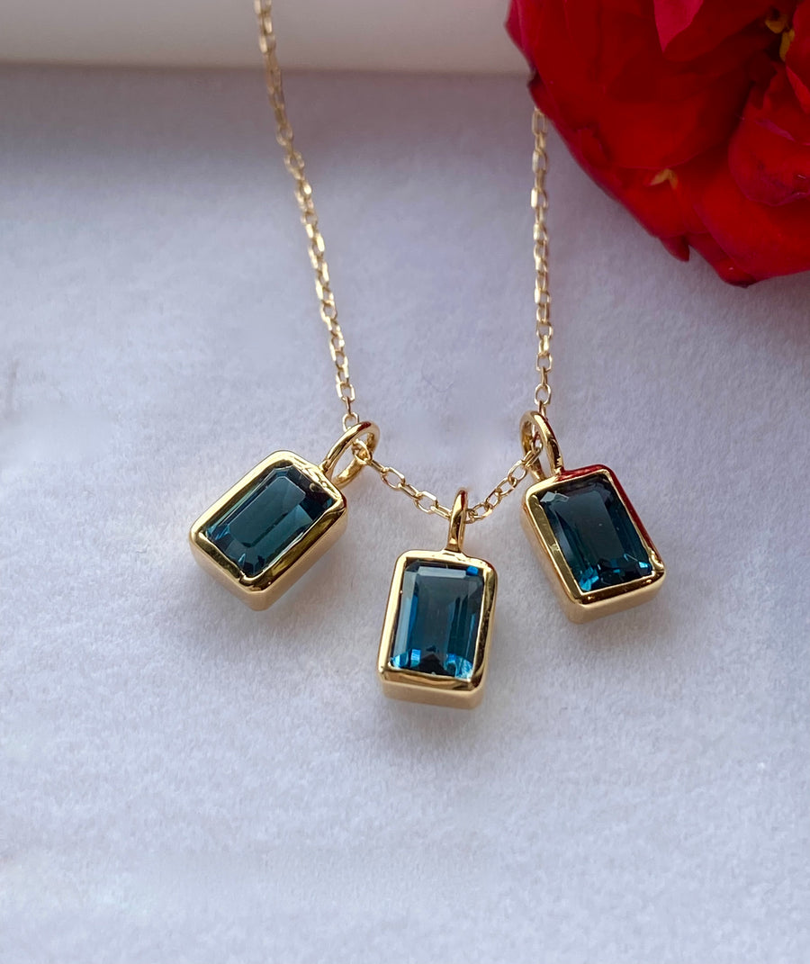 London Blue Topaz Pendant Necklace, November Birthstone Necklace