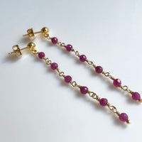 Ruby Long Chain Earrings, July Birthstone Earrings