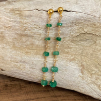 Emerald Long Chain Earrings, May Birthstone Earrings