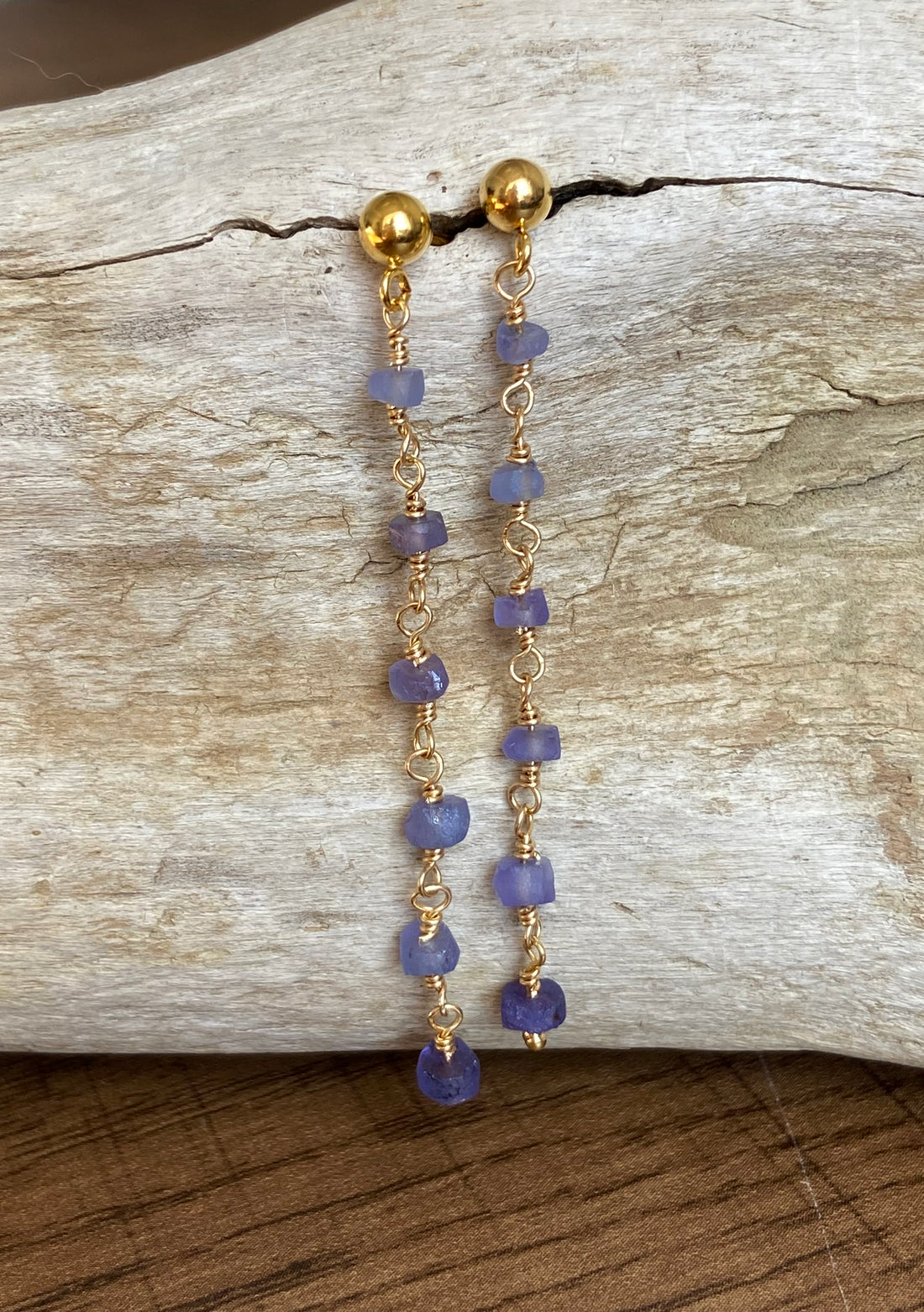 Tanzanite Long Chain Earrings, December Birthstone Earrings