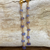 Tanzanite Long Chain Earrings, December Birthstone Earrings