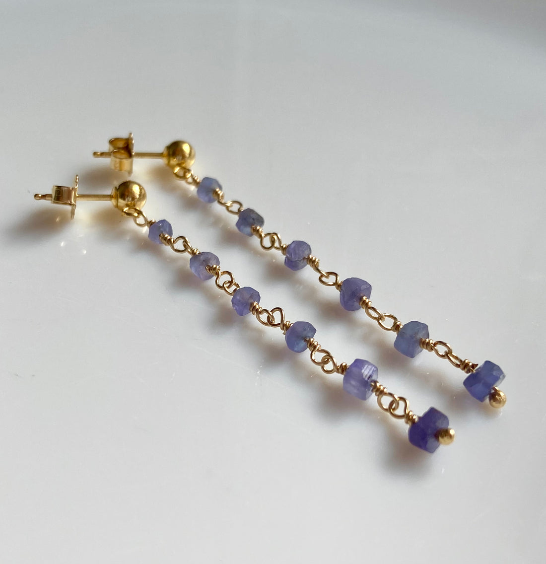 Tanzanite Long Chain Earrings, December Birthstone Earrings