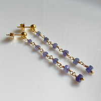 Tanzanite Long Chain Earrings, December Birthstone Earrings