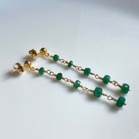 Emerald Long Chain Earrings, May Birthstone Earrings