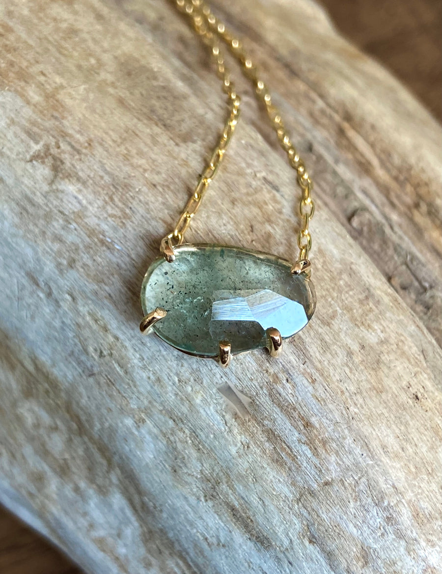 Moss Aquamarine Necklace, March Birthstone Gift