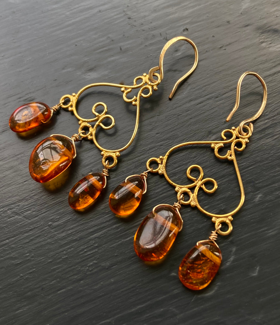 Baltic Amber Chandelier Earrings