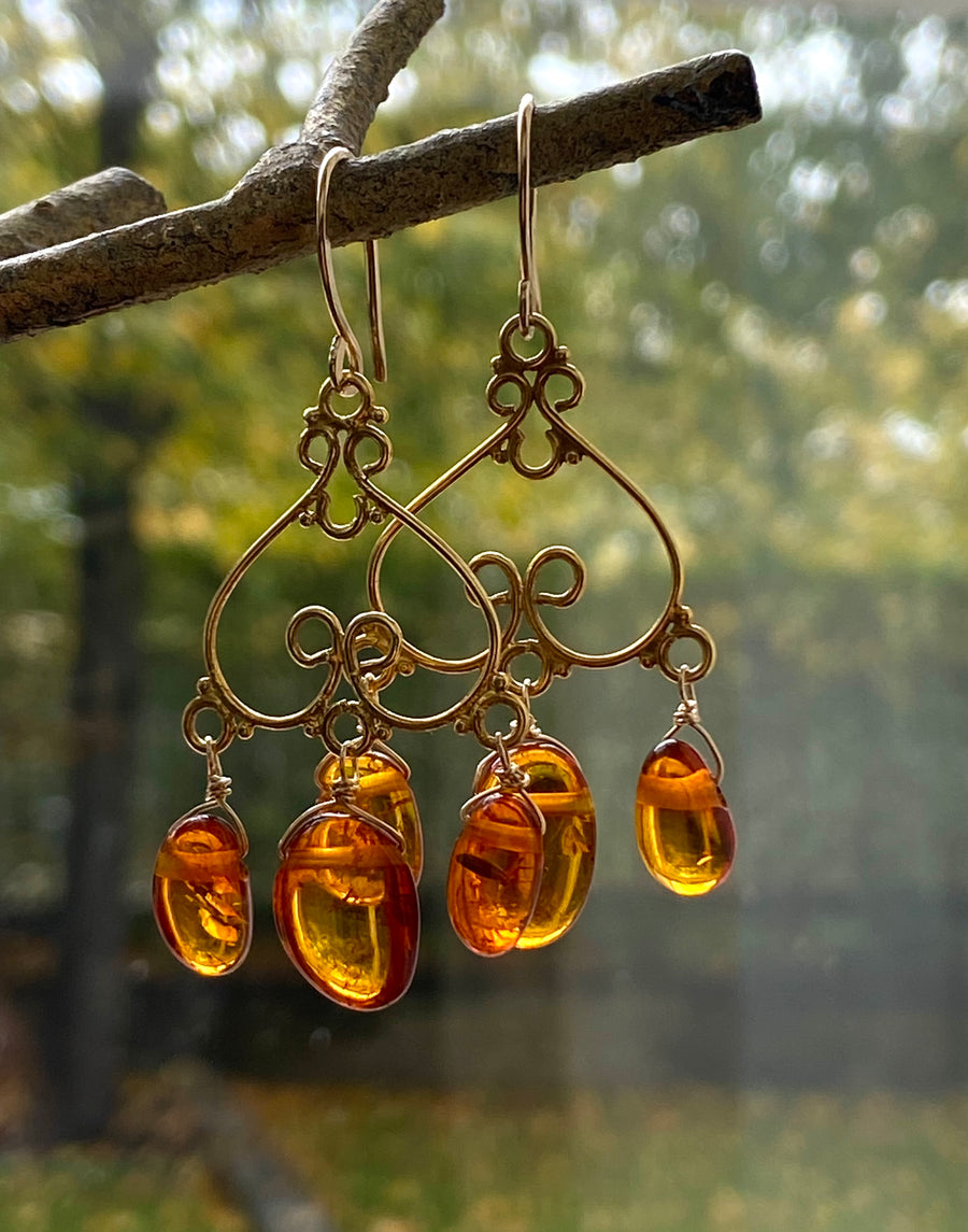 Baltic Amber Chandelier Earrings