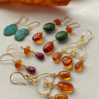 Baltic Amber and Ruby Earrings