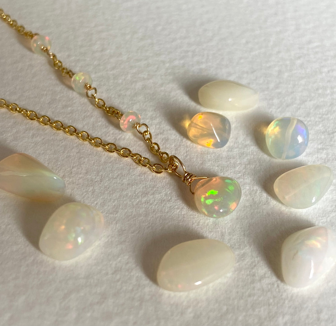 Ethiopian Opal Pendant Necklace, October Birthstone Necklace