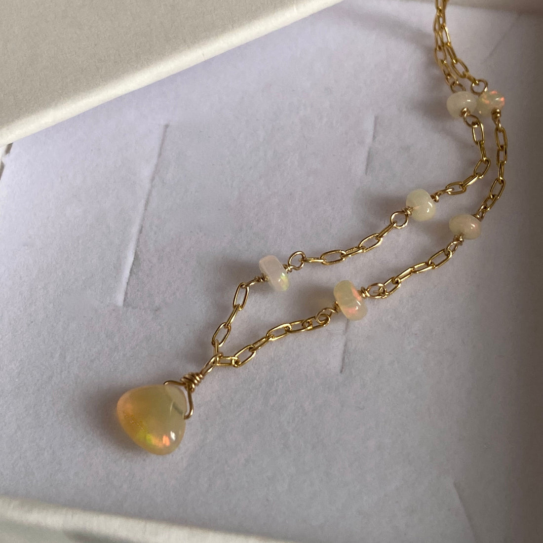 Ethiopian Opal Pendant Necklace, October Birthstone Necklace