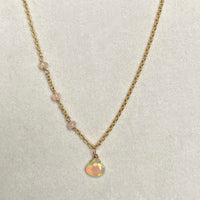 Ethiopian Opal Pendant Necklace, October Birthstone Necklace