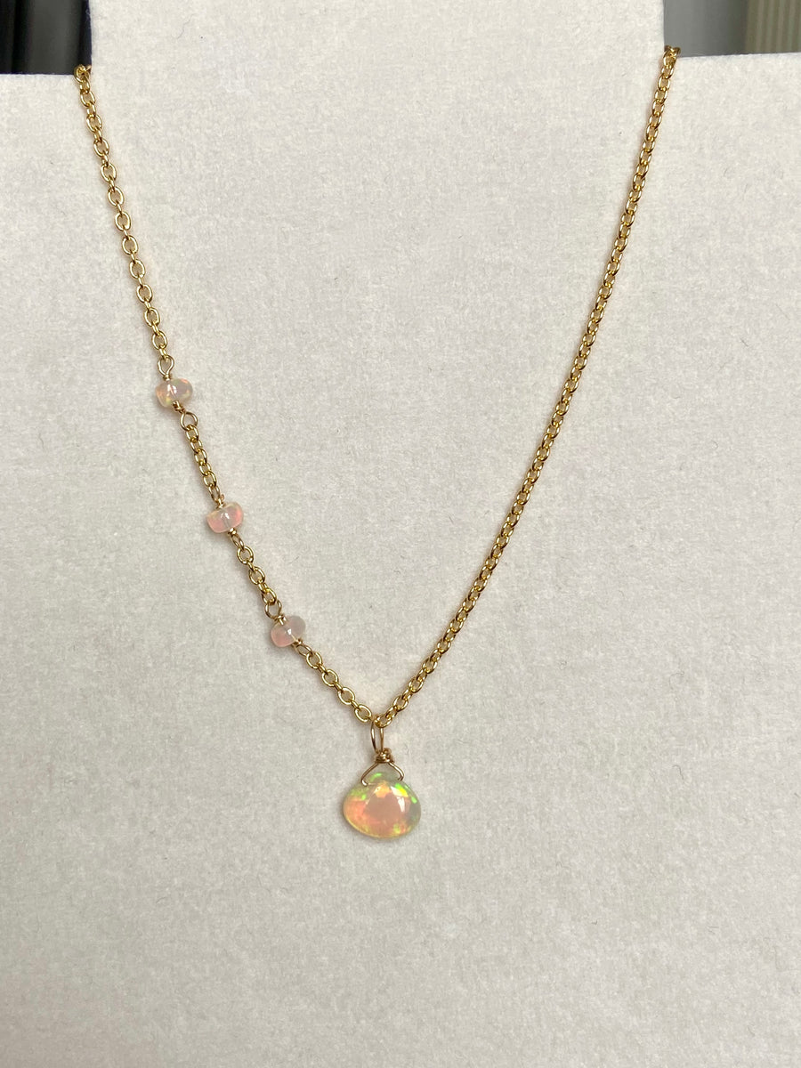 Ethiopian Opal Pendant Necklace, October Birthstone Necklace