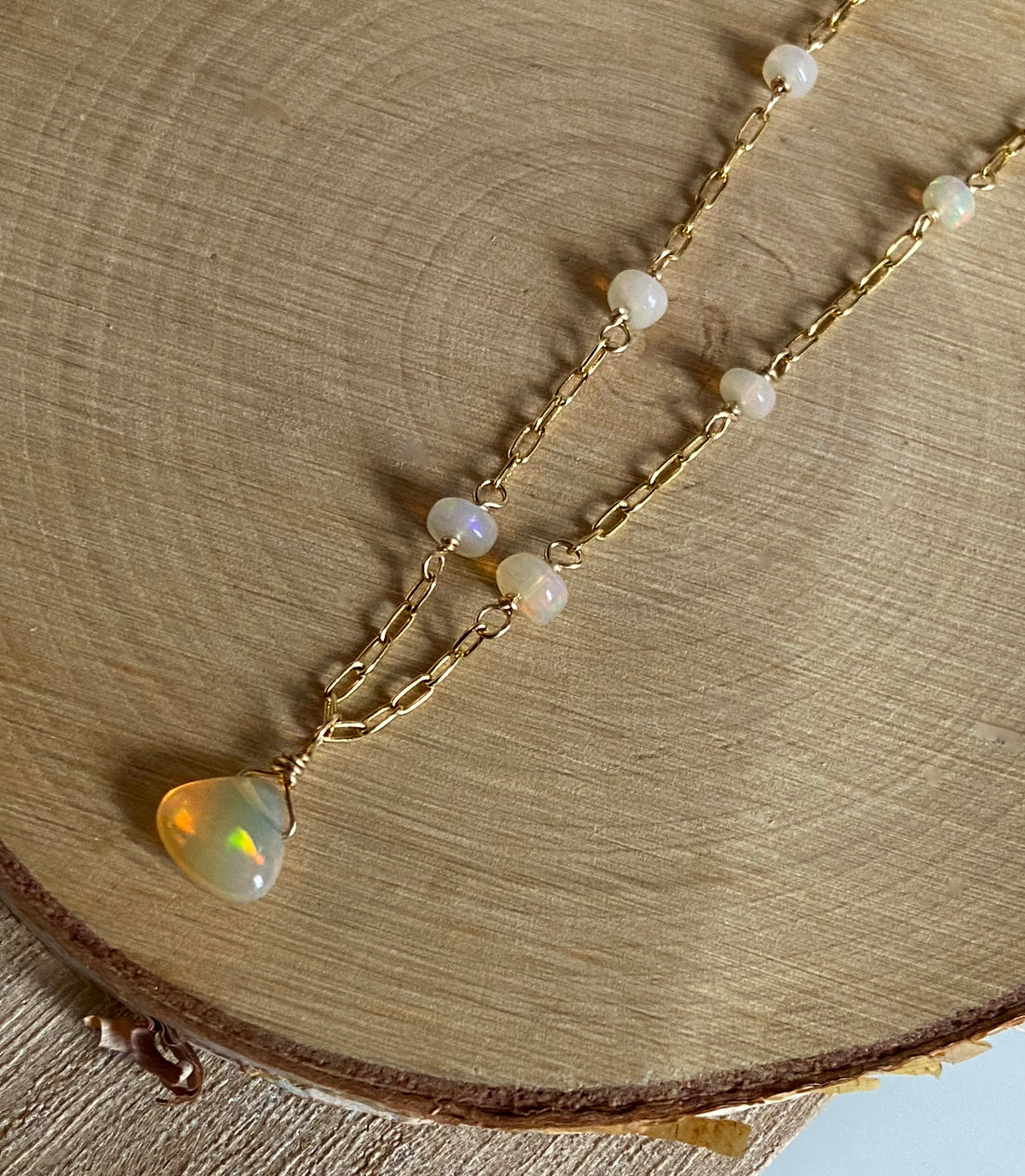 Ethiopian Opal Pendant Necklace, October Birthstone Necklace