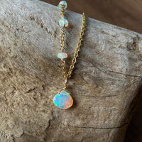 Ethiopian Opal Pendant Necklace, October Birthstone Necklace