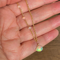 Ethiopian Opal Pendant Necklace, October Birthstone Necklace