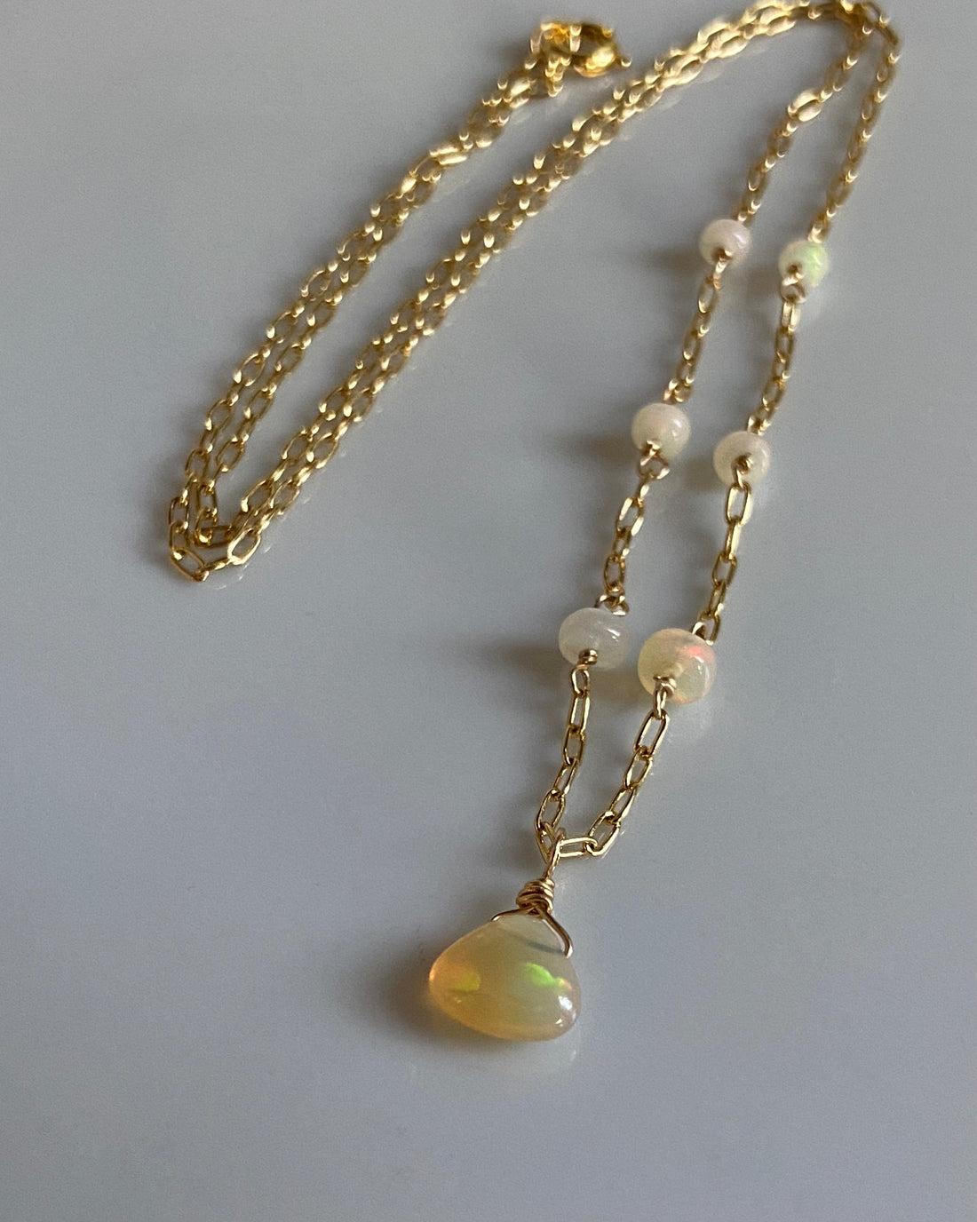 Ethiopian Opal Pendant Necklace, October Birthstone Necklace