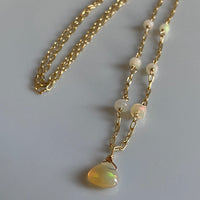 Ethiopian Opal Pendant Necklace, October Birthstone Necklace