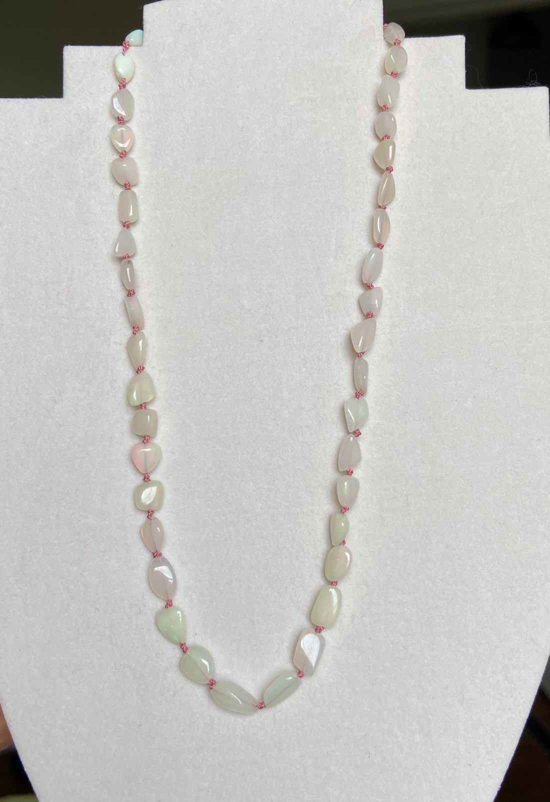 Ethiopian Welo Opal Knotted Necklace, October Birthstone Necklace