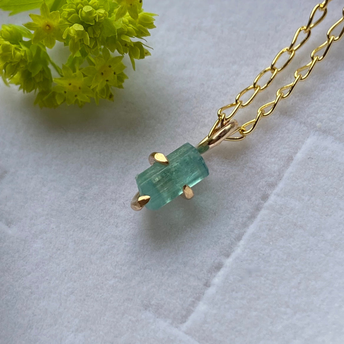 Raw Paraiba Tourmaline Pendant Necklace, October Birthstone Necklace