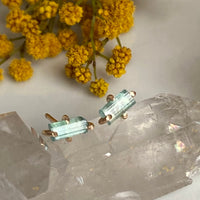 Raw Paraiba Tourmaline Stud Earrings, October Birthstone