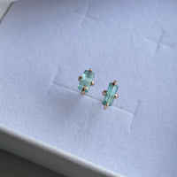 Raw Paraiba Tourmaline Stud Earrings, October Birthstone