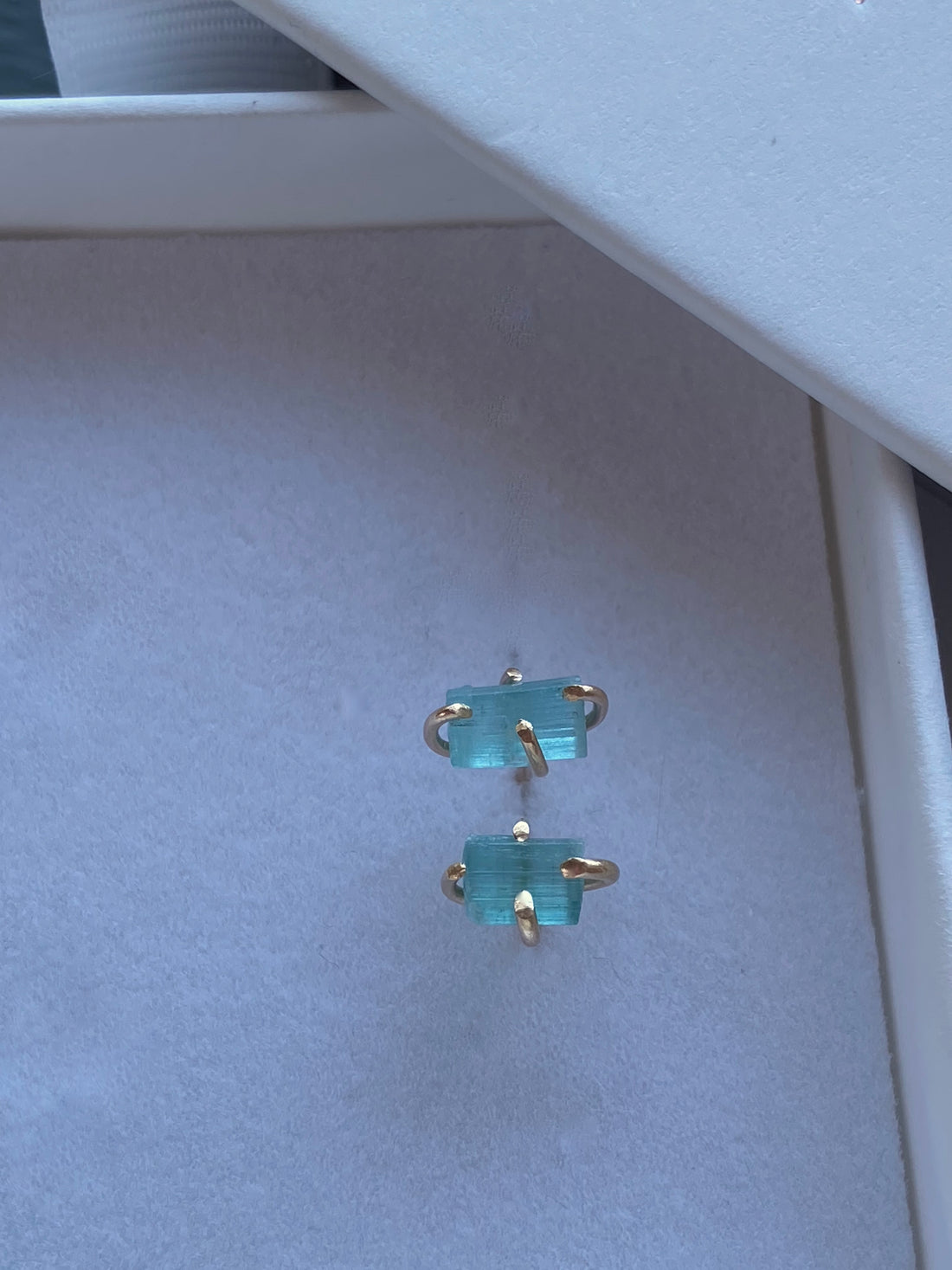 Raw Paraiba Tourmaline Stud Earrings, October Birthstone
