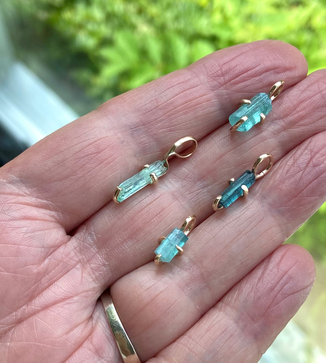 Raw Paraiba Tourmaline Pendant Necklace, October Birthstone Necklace