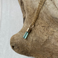 Raw Paraiba Blue Tourmaline Pendant Necklace, October Birthstone Pendant Necklace, 14k Gold