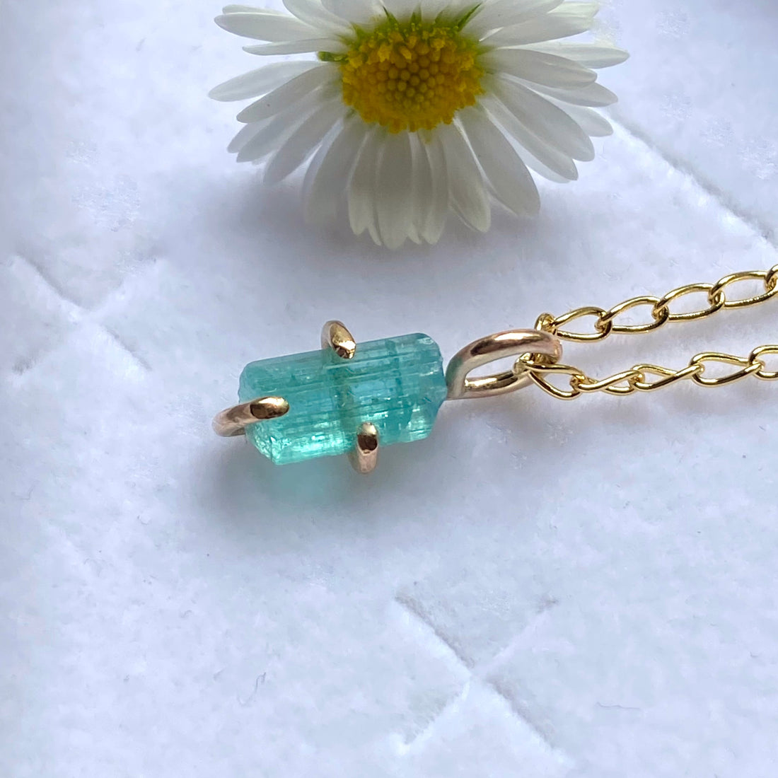Raw Paraiba Tourmaline Pendant Necklace, October Birthstone Necklace