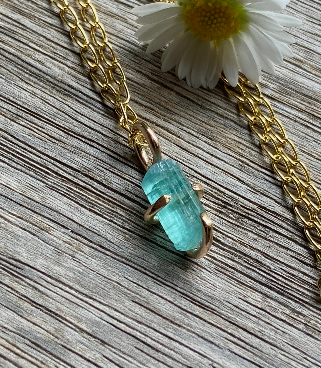 Raw Paraiba Tourmaline Pendant Necklace, October Birthstone Necklace