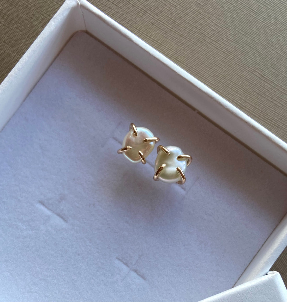 Keshi Pearl Stud Earrings, June Birthstone Earrings
