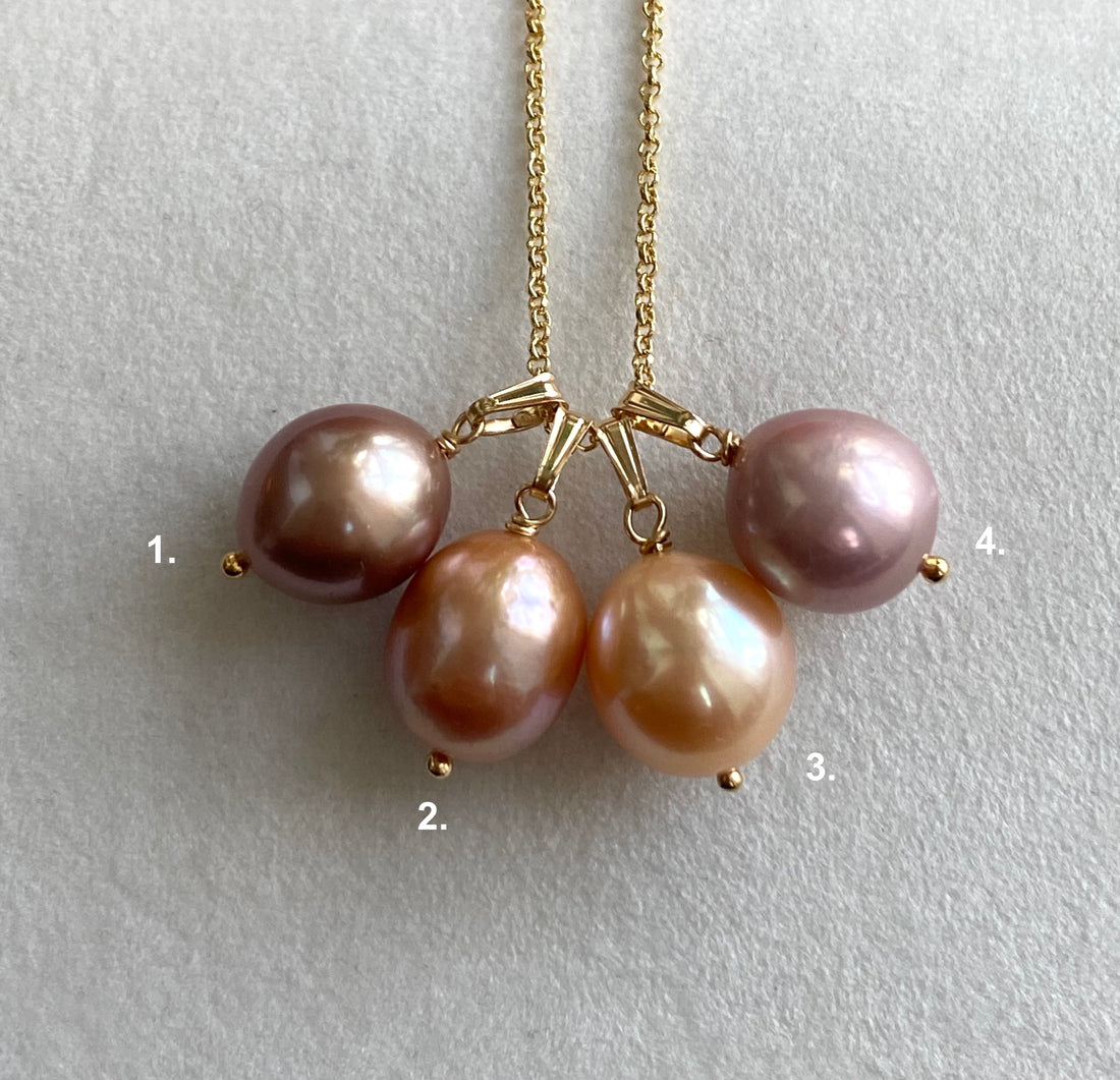 Large Edison Pearl Pendant Necklace, June Birthstone
