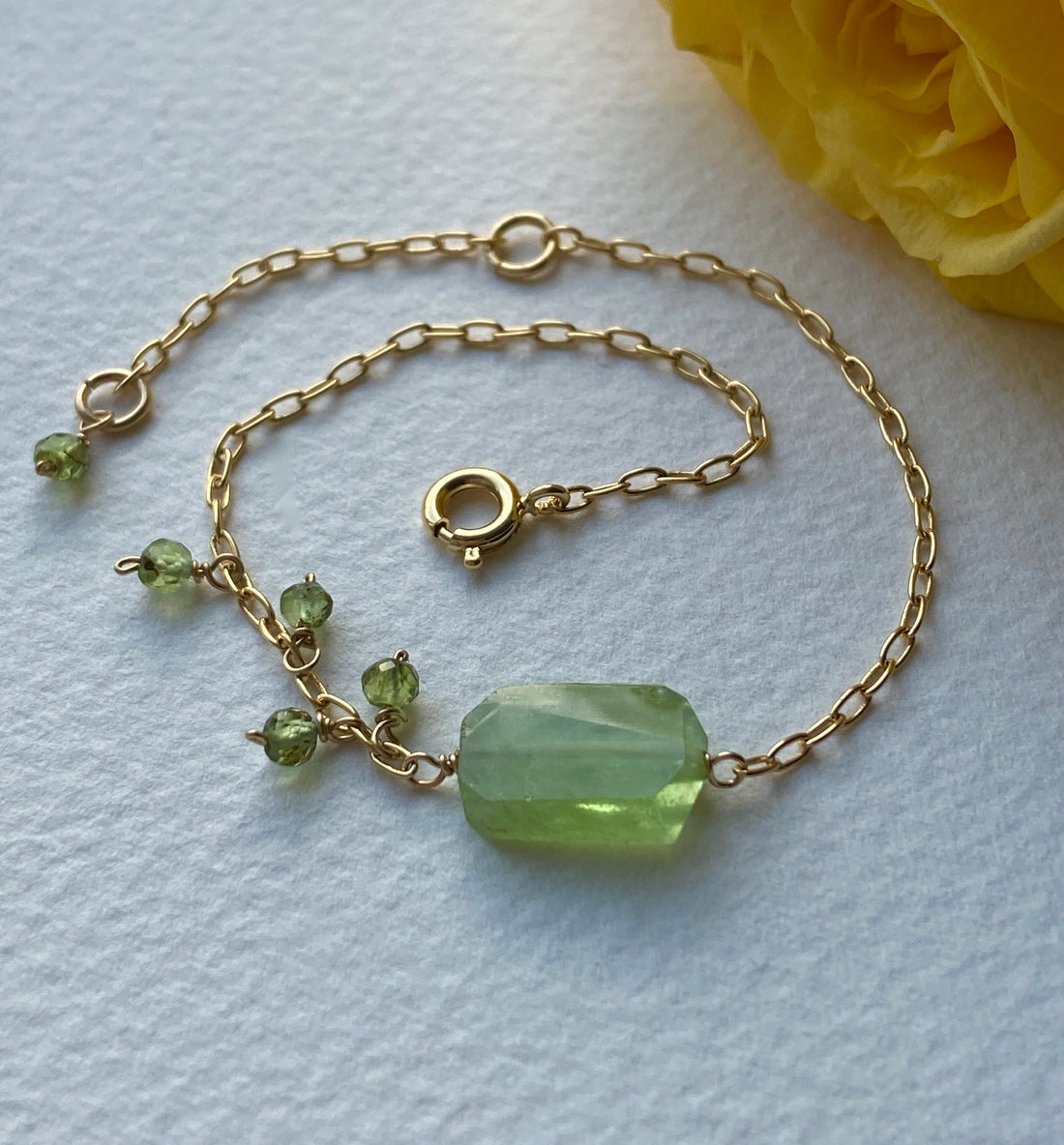 Peridot Chain Bracelet, August Birthstone Bracelet