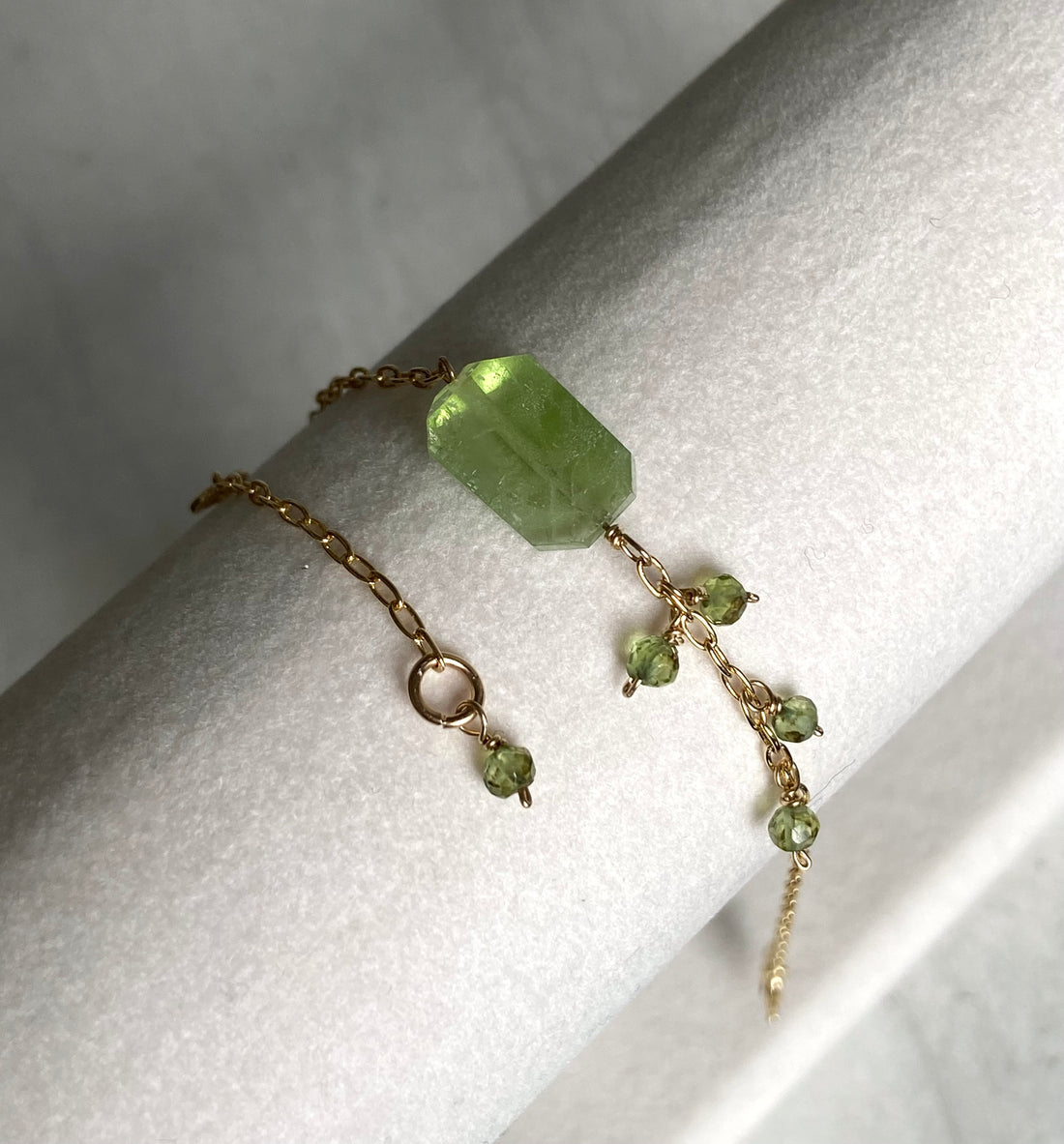 Peridot Chain Bracelet, August Birthstone Bracelet