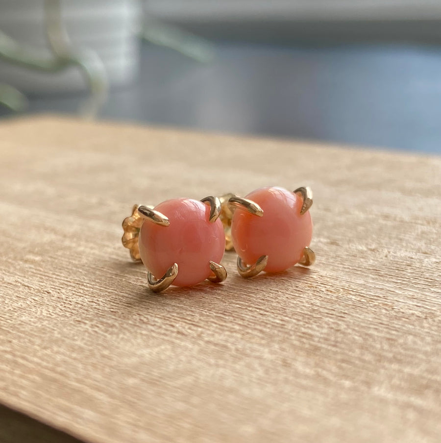 Pink Queen Conch Shell Stud Earrings