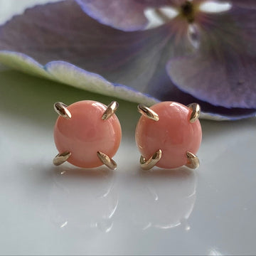 Pink Queen Conch Shell Stud Earrings