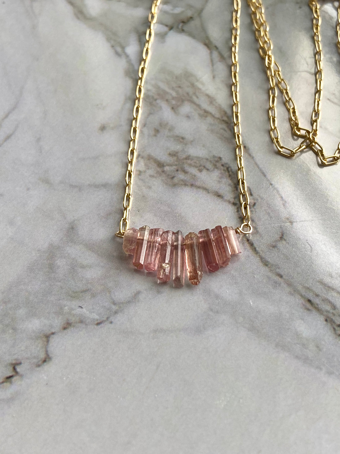 Raw Pink Tourmaline Crystal Necklace, October Birthstone Necklace