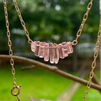 Raw Pink Tourmaline Crystal Necklace, October Birthstone Necklace